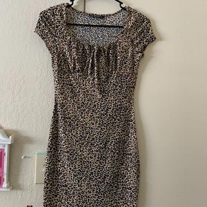 Cheetah Print Front-Tie Mini Dress